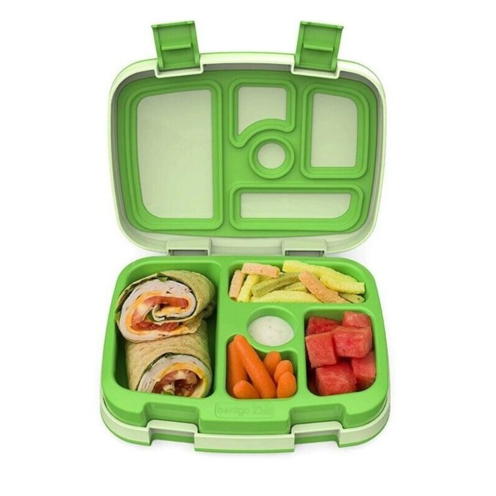 Green Bento-Style Divided Lunch Box - Compact Food Storage